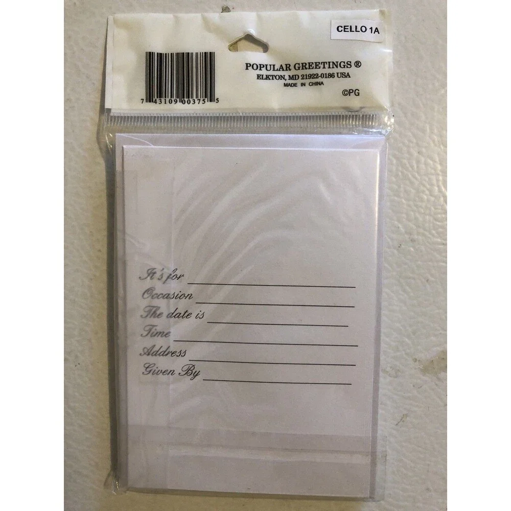 8pk Birthday Invitation Cards w/ Envelopes  PURPLE FLOWERS Popular Greetings
